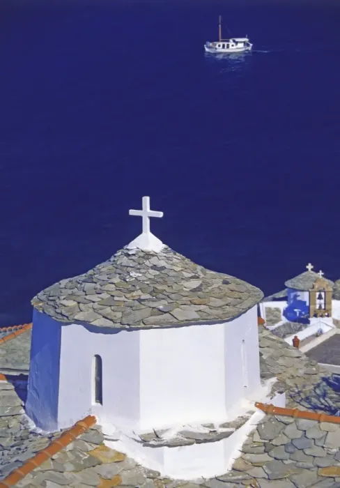 Framed Print : Church on Skopelos Island, Greek Islands, Greece, Europe Framed Print : Church on Skopelos Island, Greek Islands, Greece, Europe