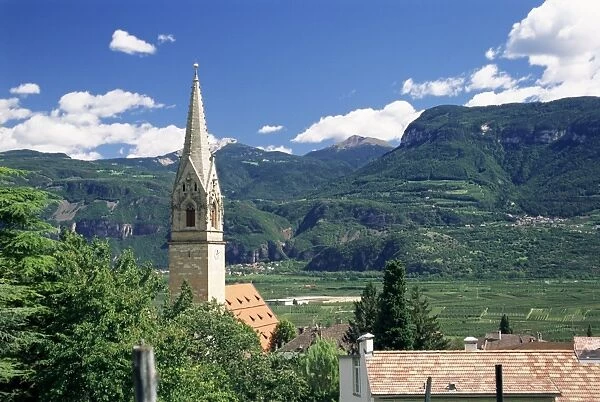 Church spire and valley