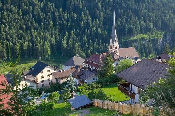 Church in St. Cristina, Gardena Valley, Bolzano Province, Trentino-Alto Adige  /  South Tyrol, Italian Dolomites, Italy, Europe