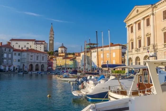 Framed Print : Church of St. George (Cerkev sv. Jurija) in background, Old Town Harbour, Piran, Primorska, Slovenian Istria, Slovenia, Europe Framed Print : Church of St. George (Cerkev sv. Jurija) in background, Old Town Harbour, Piran, Primorska, Slovenian Istria, Slovenia, Europe