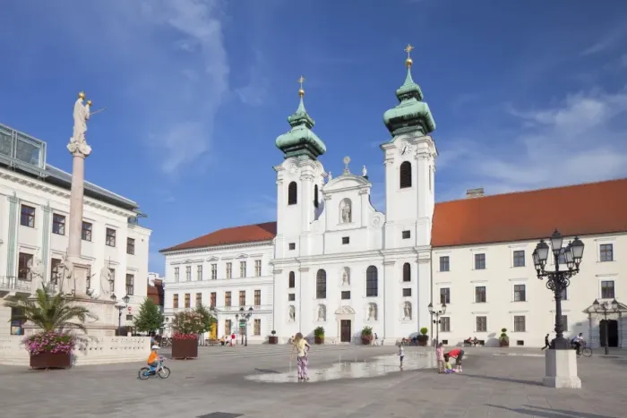 Framed Print : Church of St. Ignatius Loyola and Trinity Column in Szechenyi Square, Gyor, Western Transdanubia, Hungary, Europe Framed Print : Church of St. Ignatius Loyola and Trinity Column in Szechenyi Square, Gyor, Western Transdanubia, Hungary, Europe