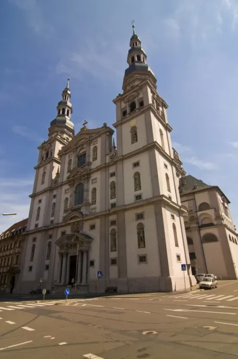 Framed Print : Church St. Johannes, Kollegiatstift Haug, Wurzburg, Franconia, Bavaria, Germany, Europe