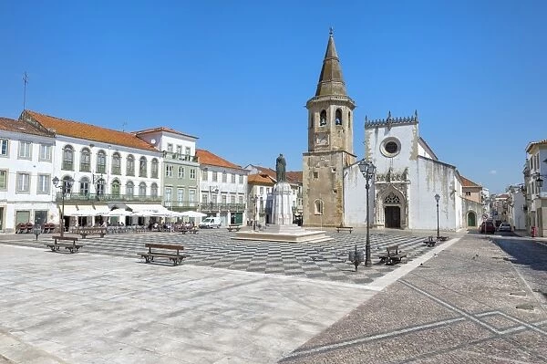 Church of St. John the Baptist and Republic Plaza, Tomar, Ribatejo, Portugal, Europe