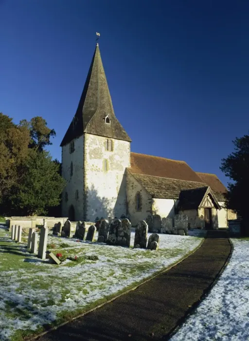 Framed Print : Church of St. John the Evangelist, a 12th century church built on Saxon site Framed Print : Church of St. John the Evangelist, a 12th century church built on Saxon site