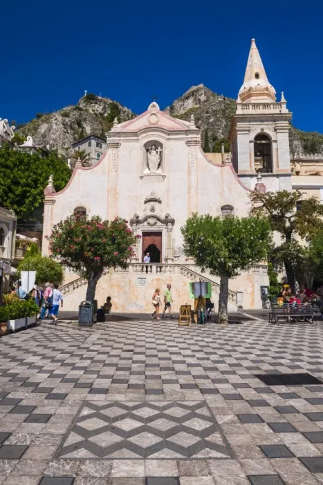 Framed Print : Church of St. Joseph in Piazza IX Aprile on Corso Umberto, the main street in Taormina, Sicily, Italy, Europe Framed Print : Church of St. Joseph in Piazza IX Aprile on Corso Umberto, the main street in Taormina, Sicily, Italy, Europe