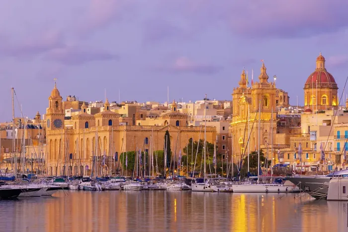 Framed Print : Church of St. Lawrence and Malta Maritime Museum at dusk, Grand Harbour, Birgu, Malta Framed Print : Church of St. Lawrence and Malta Maritime Museum at dusk, Grand Harbour, Birgu, Malta