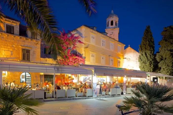 Framed Print : Church of St. Nicholas and bars at dusk, Cavtat, Dubrovnik Riviera, Dalmatian Coast, Dalmatia, Croatia, Europe Framed Print : Church of St. Nicholas and bars at dusk, Cavtat, Dubrovnik Riviera, Dalmatian Coast, Dalmatia, Croatia, Europe