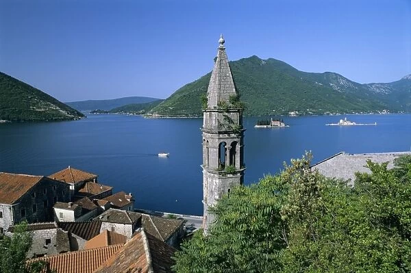 Church of St. Nikola with islet monasteries of St. George and Our Lady of the Lake, Perast, The Boka Kotorska (Bay of Kotor), UNESCO World Heritage Site, Montenegro, Europe