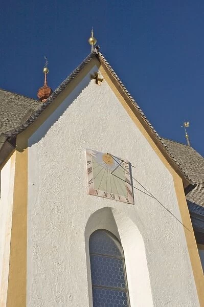 Church sundial, near Mieming, Sonnenplateau region, Austrian Tyrol, Austria, Europe