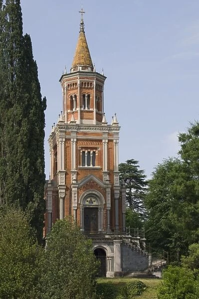Church tower overlooking Lake Como, Italy, Europe