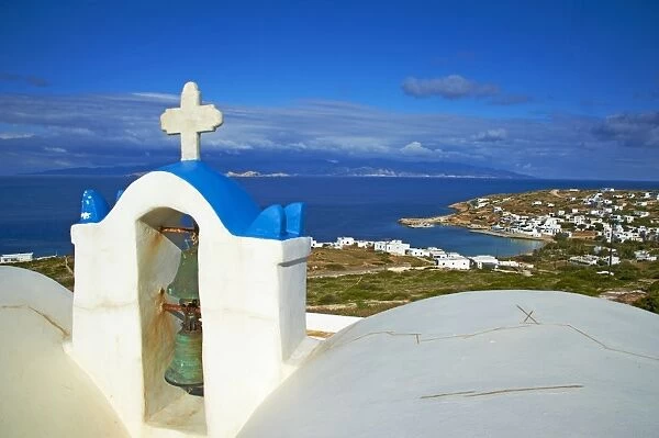 Church and town, Stavros, Donoussa, Cyclades, Aegean, Greek Islands, Greece, Europe