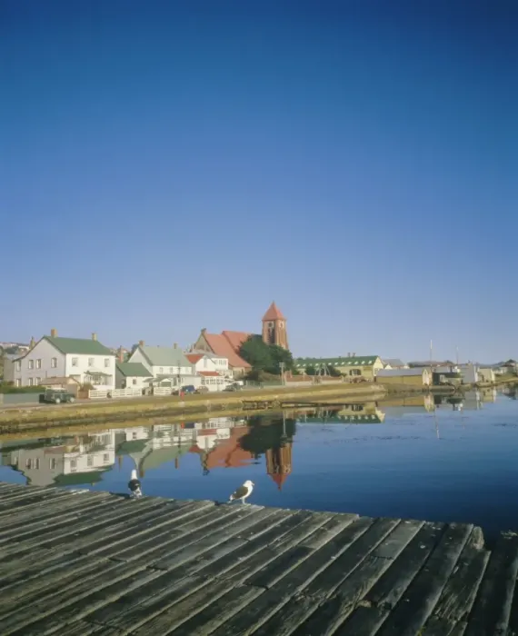 Framed Print : Church and waterfront at Stanley, Falkland Islands, South Atlantic Framed Print : Church and waterfront at Stanley, Falkland Islands, South Atlantic
