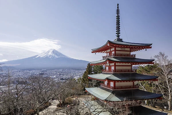 The Chureito Pagoda and Mount Fuji, Honshu, Japan, Asia