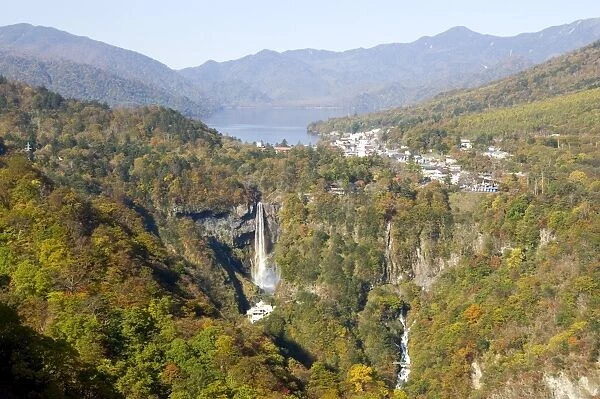 Chuzenji Lake and Kegon Falls, 97m high, Nikko, Honshu, Japan