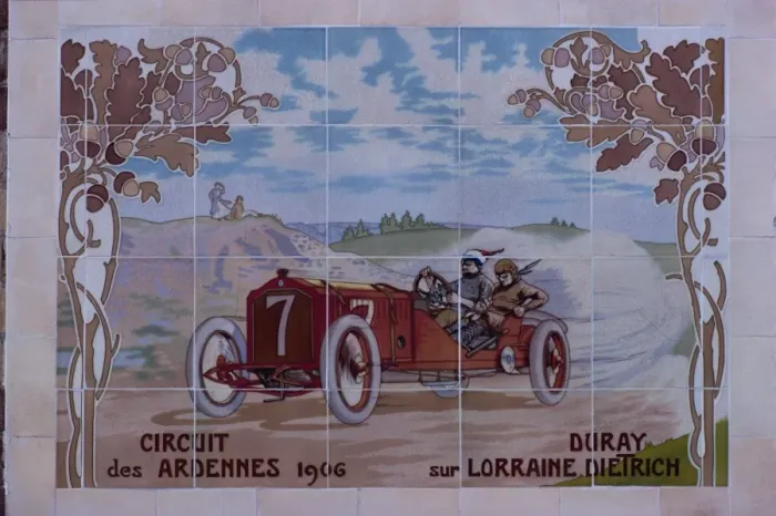 Framed Print : Circuit des Ardennes 1906, Duray sur Lorraine Dietrich, Michelin Building Framed Print : Circuit des Ardennes 1906, Duray sur Lorraine Dietrich, Michelin Building