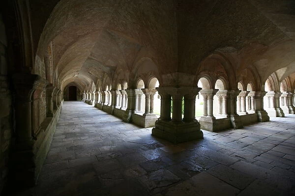 Cistercian Abbey cloister, Fontenay, Marmagne, Doubs, Burgundy, France, Europe