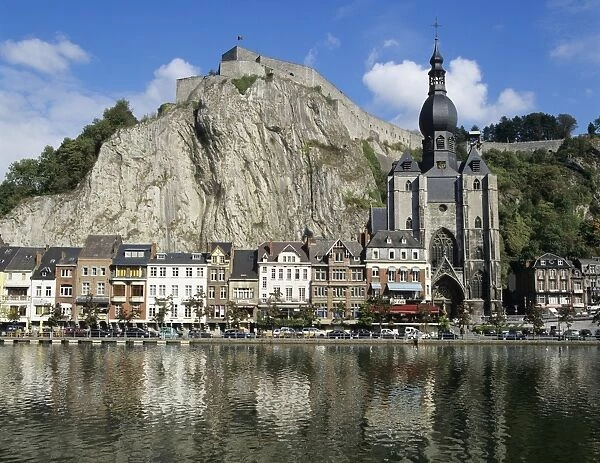 Citadel and Collegiate Church on River Meuse, Dinant, Wallonia, Belgium, Europe