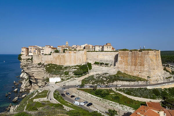 The Citadel and old town of Bonifacio perched on rugged cliffs, Bonifacio, Corsica