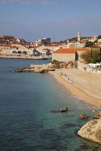 City Beach and Old Town, Dubrovnik, Croatia, Europe