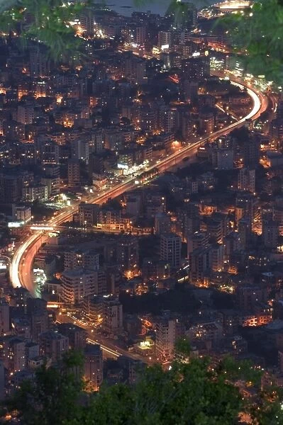 City and car lights of Jounieh