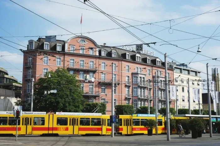 Framed Print : City center trams, Basel, Switzerland, Europe Framed Print : City center trams, Basel, Switzerland, Europe