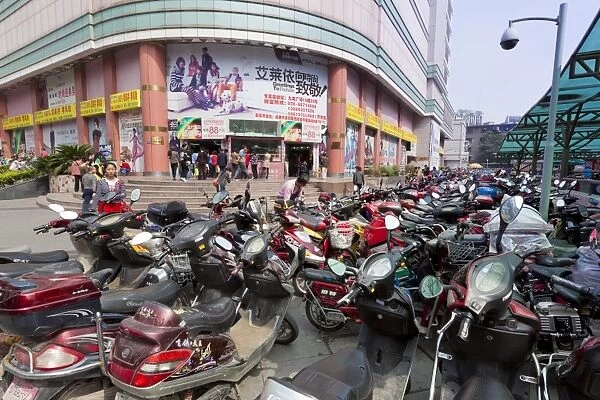 City centre scooters, Chengdu, Sichuan province, China, Asia