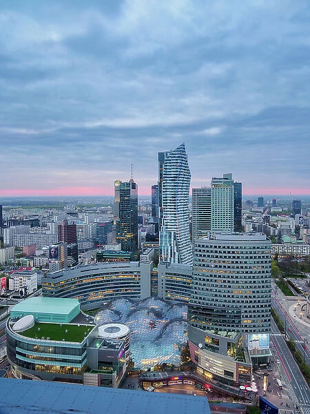 City Centre Skyline, elevated view, Warsaw, Masovian Voivodeship, Poland, Europe