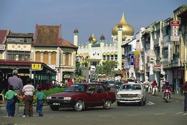City centre with State Mosque in background, Kuching, Sarawak, Malaysia