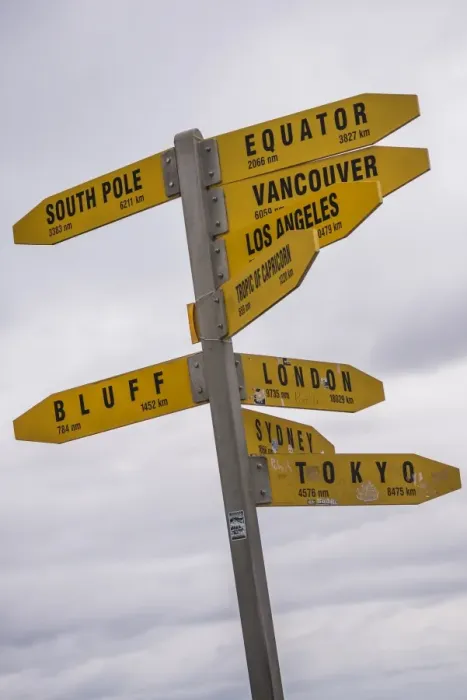 Framed Print : City distances sign at Cape Reinga Lighthouse, Northland, North Island, New Zealand Framed Print : City distances sign at Cape Reinga Lighthouse, Northland, North Island, New Zealand
