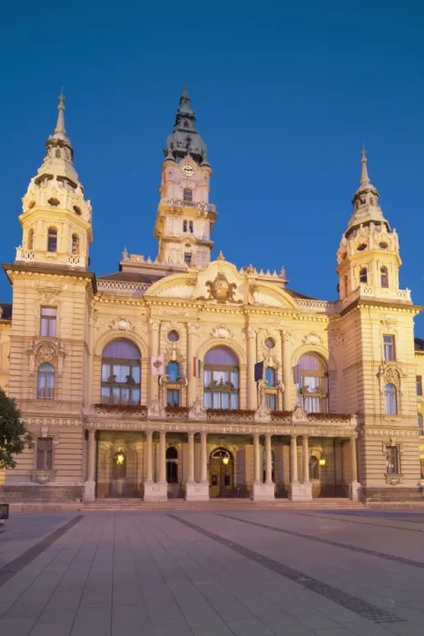 Framed Print : City Hall at dusk, Gyor, Western Transdanubia, Hungary, Europe