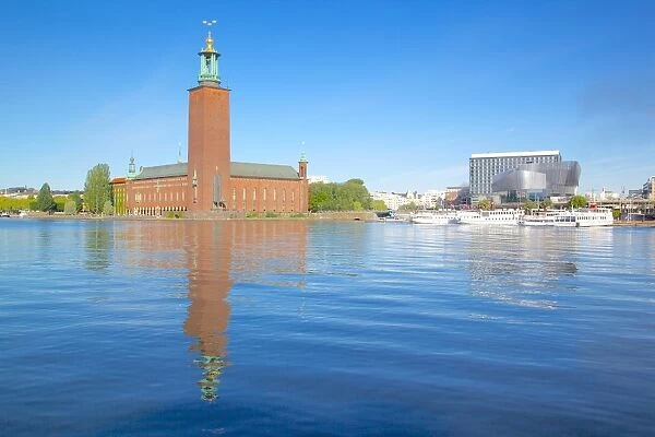 The City Hall and Riddarfjarden, Kungsholmen, Stockholm, Sweden, Scandinavia, Europe