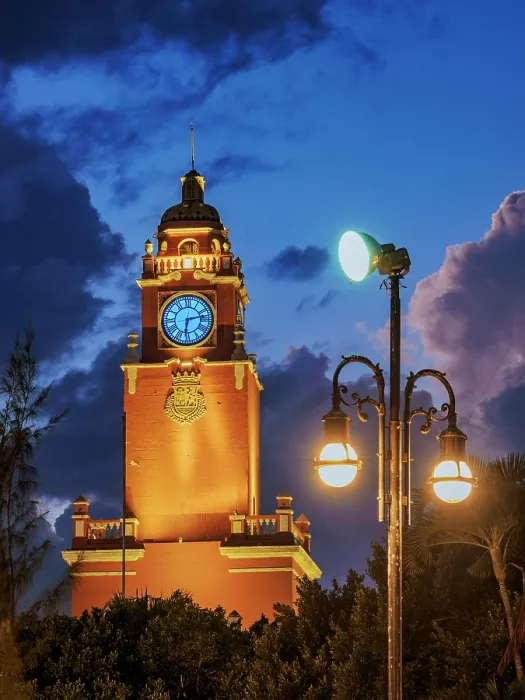 Framed Print : City Hall Tower at dusk, Plaza Grande, Merida, Yucatan State, Mexico Framed Print : City Hall Tower at dusk, Plaza Grande, Merida, Yucatan State, Mexico