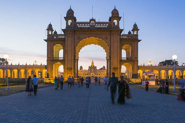City Palace, entrance gateway to the Maharajas Palace, Mysore, Karnataka, India, Asia