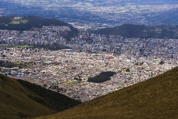 City of Quito seen from the Pichincha Volcano, Quito, Ecuador, South America