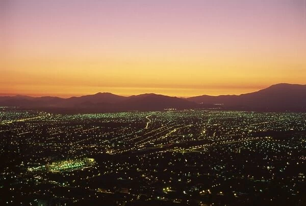 The city of Santiago seen from the summit of Cerro San Cristobal, 485m