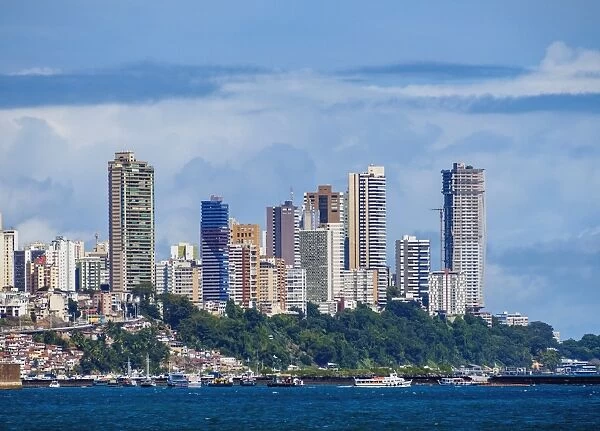 City seen from the Bay of All Saints, Salvador, State of Bahia, Brazil, South America