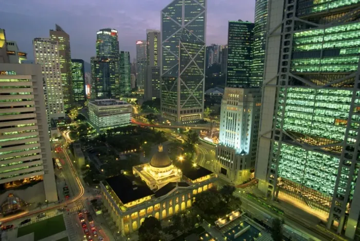 Framed Print : City skyline of Central Hong Kong at night, China, Asia Framed Print : City skyline of Central Hong Kong at night, China, Asia