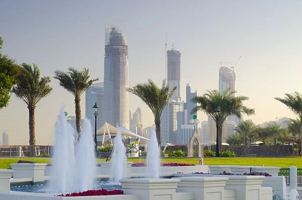 City skyline from the Corniche, Abu Dhabi, United Arab Emirates, Middle East