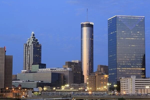 City skyline at dusk, Atlanta, Georgia, United States of America, North America