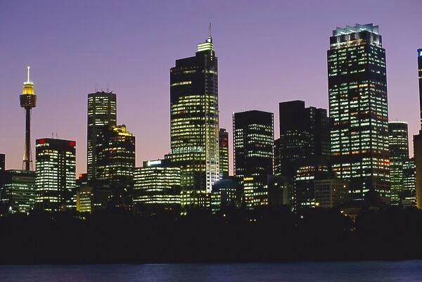 City skyline at dusk, Sydney, New South Wales, Australia
