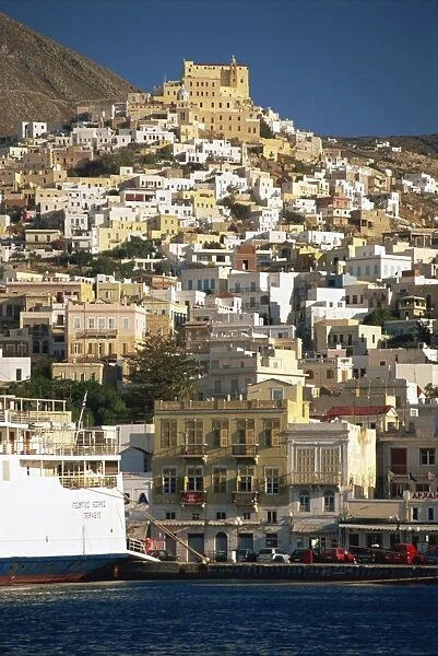 City skyline, Ermoupolis City, Syros, Cyclades, Greek Islands, Greece, Europe