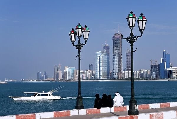 City skyline and the famous Corniche looking across the harbour from a pier