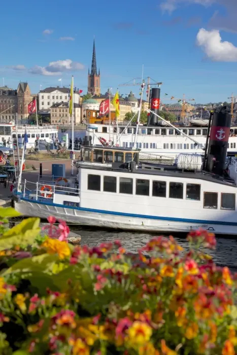 Framed Print : City skyline and flowers, Stockholm, Sweden, Scandinavia, Europe
