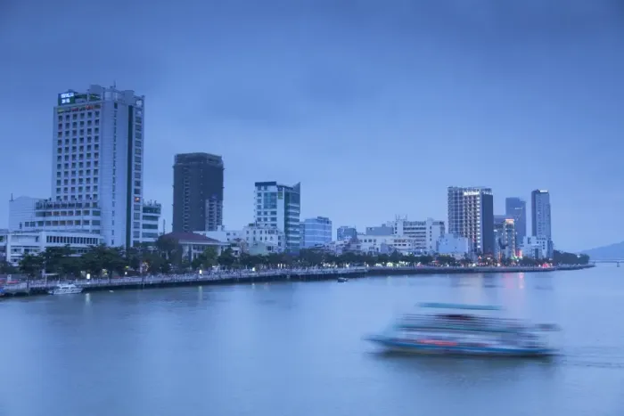 Framed Print : City skyline along Han River at dusk, Da Nang, Vietnam, Indochina, Southeast Asia, Asia Framed Print : City skyline along Han River at dusk, Da Nang, Vietnam, Indochina, Southeast Asia, Asia
