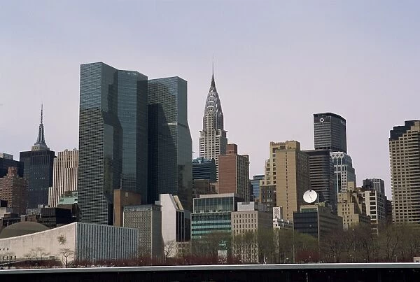 The city skyline including the Chrysler Building from East River