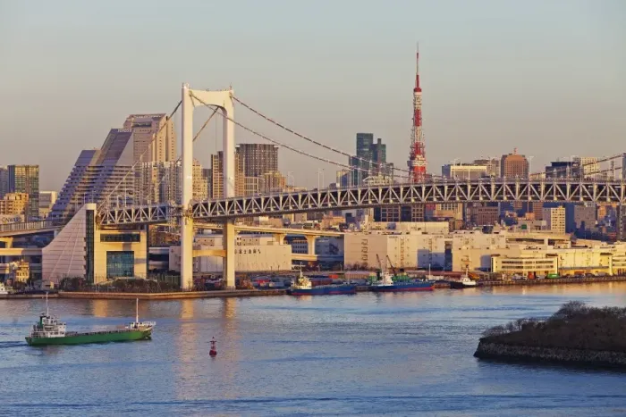 Framed Print : City skyline including the Rainbow Bridge and Tokyo Tower, Odaiba, Tokyo Bay Framed Print : City skyline including the Rainbow Bridge and Tokyo Tower, Odaiba, Tokyo Bay