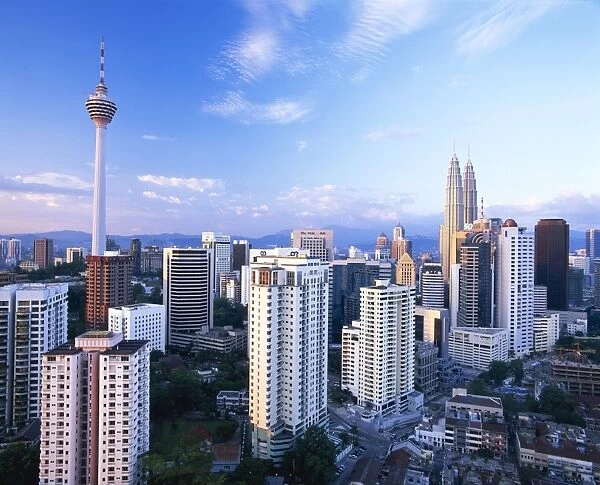 The city skyline including the twin towers of the Petronas Building