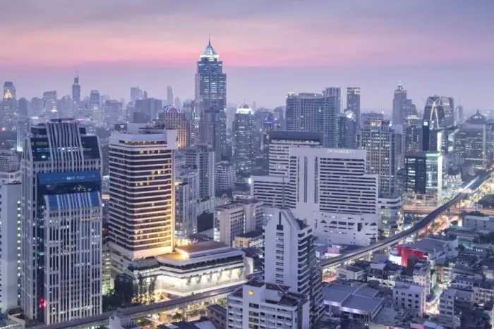 Framed Print : City skyline looking along the BTS Skytrain, Sukhumvit Road and Phloen Chit to Phloen Chit station Framed Print : City skyline looking along the BTS Skytrain, Sukhumvit Road and Phloen Chit to Phloen Chit station