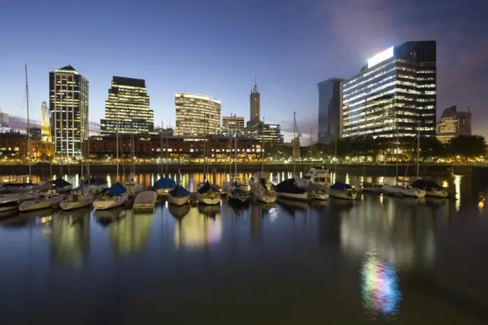 Framed Print : City skyline from marina of Puerto Madero at night, San Telmo, Buenos Aires, Argentina Framed Print : City skyline from marina of Puerto Madero at night, San Telmo, Buenos Aires, Argentina