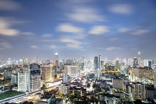 City skyline at night, Bangkok, Thailand, Southeast Asia, Asia